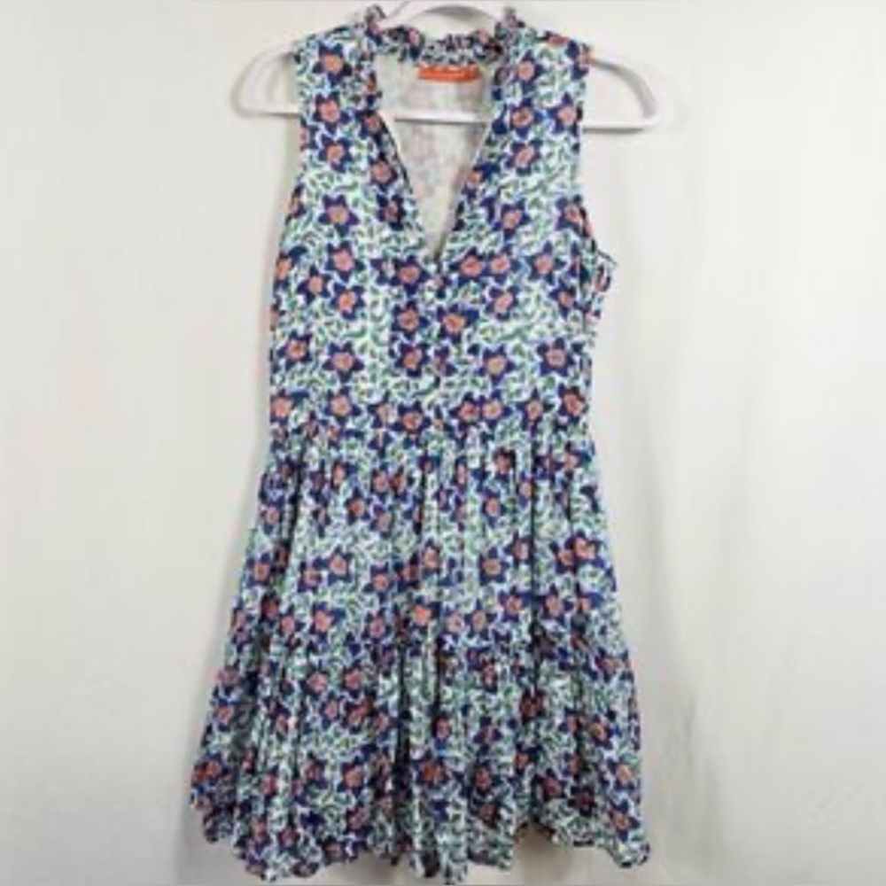 Oliphant Blue and Orange Floral Dress